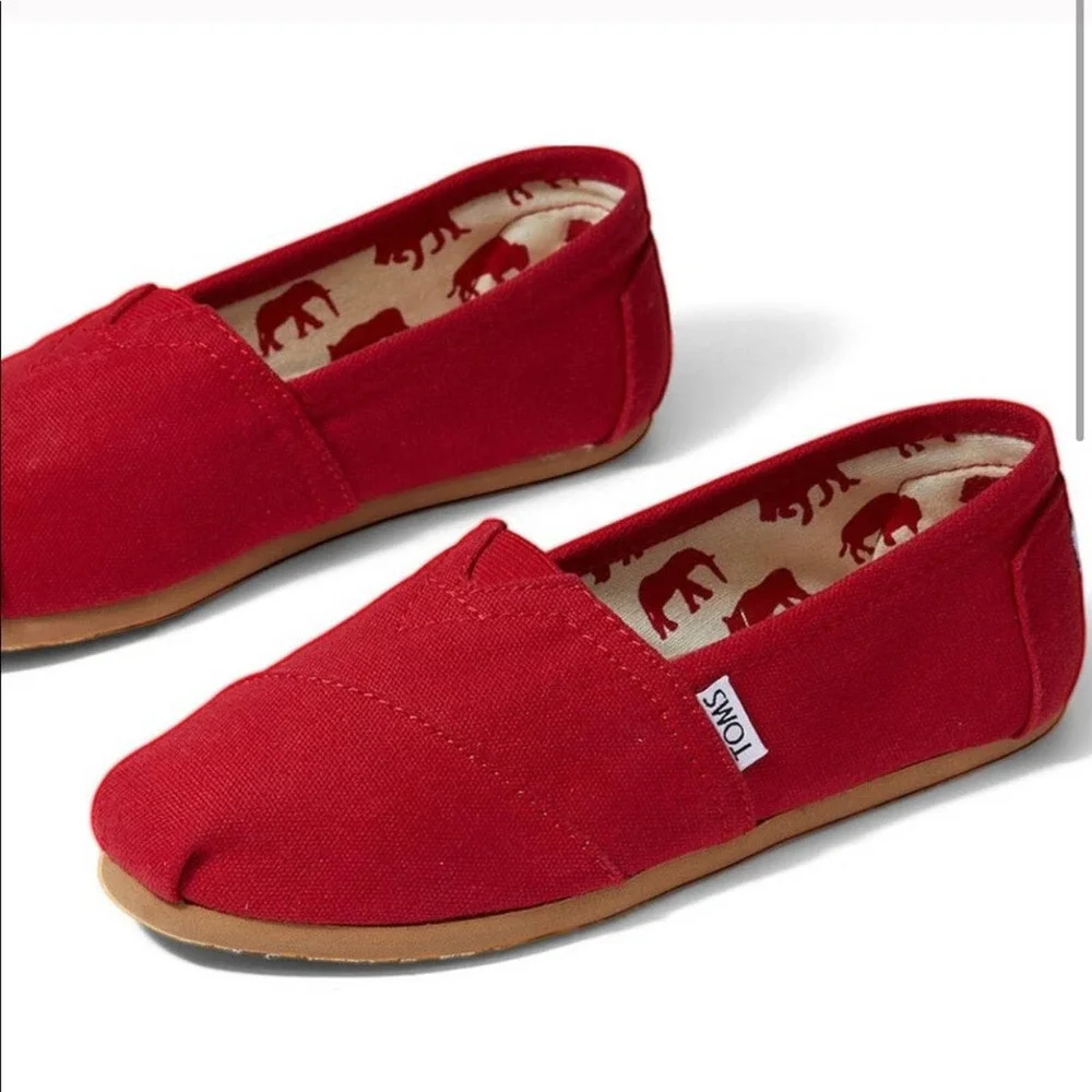 Toms Red Classic Canvas Slip-on Shoes